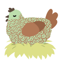 A gluppy and brown chicken with a double-lace pattern