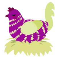 A plum and lemon chicken with a bar pattern