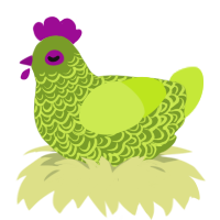 A chartreuse and lime chicken with a double-lace pattern