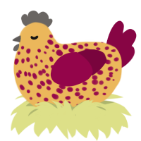 A honey and maroon chicken with a speckle pattern