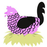 Xyx, a lavender and black chicken with a lace pattern