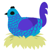 A cerulean and indigo chicken with a lace pattern
