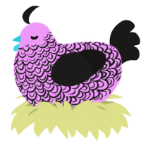 Grey Mic, a lavender and sable chicken with a double-lace pattern