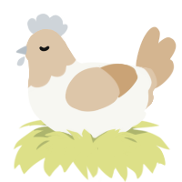 A white and beige chicken with a head pattern