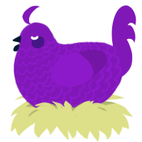 A violet chicken with a lace pattern