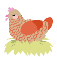 dandelion gum, a beige and vermilion chicken with a lace pattern