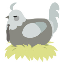 Concrete, a ash and silver chicken with a head pattern
