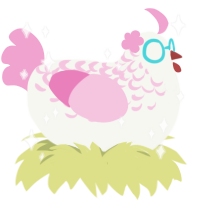 Pop, a white and pink chicken with a half-lace pattern