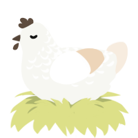 A white and cream chicken with a half-lace pattern