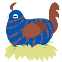 A ultramarine and russet chicken with a bar pattern