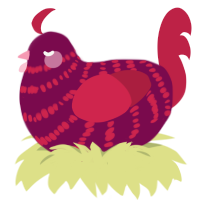 A wine and crimson chicken with a bar pattern