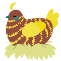 A russet and yellow chicken with a bar pattern