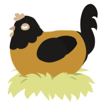 A gold and sable chicken with a head pattern