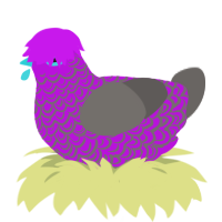 A amethyst and grey chicken with a double-lace pattern