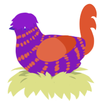 A violet and vermilion chicken with a bar pattern