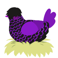 Violet, a sable and violet chicken with a lace pattern