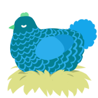 A sea and sky chicken with a lace pattern