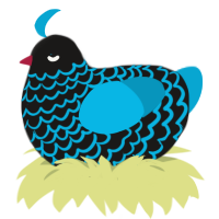 Neony, a sable and cerulean chicken with a lace pattern
