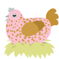 sandy peach, a rose and gold chicken with a speckle pattern