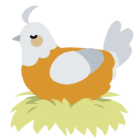 Teagan, a orange and mist chicken with a head pattern