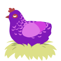 Unsettling Stare, a violet and orchid chicken with a half-lace pattern