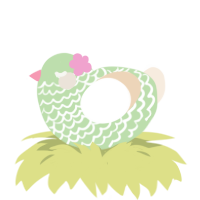Pacify, a gluppy and cream chicken with a lace pattern