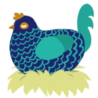 knockoff kyoshi, a navy and turquoise chicken with a lace pattern