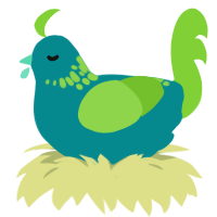 A teal and grass chicken with a neck-speckle pattern