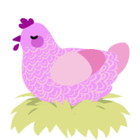 Father Egg, a lavender and pink chicken with a double-lace pattern