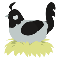 A silver and sable chicken with a head pattern