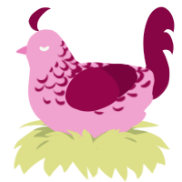 Fiend, a pink and maroon chicken with a half-lace pattern