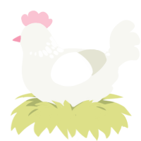 Marshmallow, a white chicken with a neck-speckle pattern