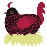 Copy of a, a sable and crimson chicken with a lace pattern