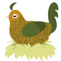 A ochre and olive chicken with a double-lace pattern