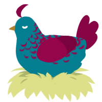 A sea and maroon chicken with a half-lace pattern