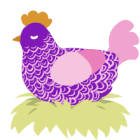 A violet and pink chicken with a double-lace pattern