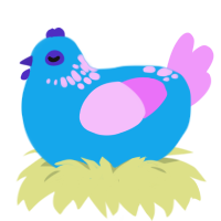 Blue Raspberry, a sky and lavender chicken with a neck-speckle pattern