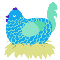 A sky and mint chicken with a lace pattern
