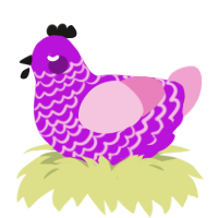 Blushing Grape, a amethyst and pink chicken with a lace pattern