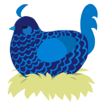 Joja Blu, a navy and sapphire chicken with a lace pattern