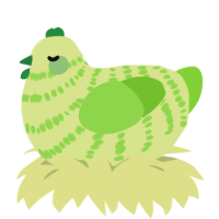 Lulu, a lemon and grass chicken with a bar pattern