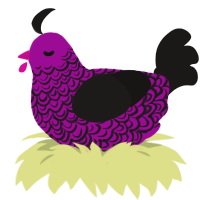 Grapevine, a plum and sable chicken with a double-lace pattern