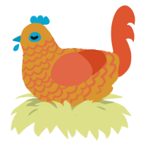 A orange and vermilion chicken with a lace pattern