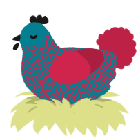 (unnamed), a sea and crimson chicken with a double-lace pattern