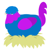 Varsity Jacket, a sapphire and amethyst chicken with a head pattern