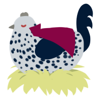 A mist and tumblr chicken with a speckle pattern