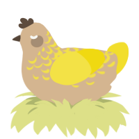 A beige and yellow chicken with a half-lace pattern