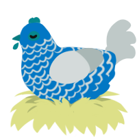 A sapphire and silver chicken with a lace pattern