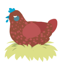 A russet and red chicken with a speckle pattern