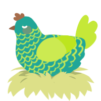 tropical island, a turquoise and lime chicken with a lace pattern